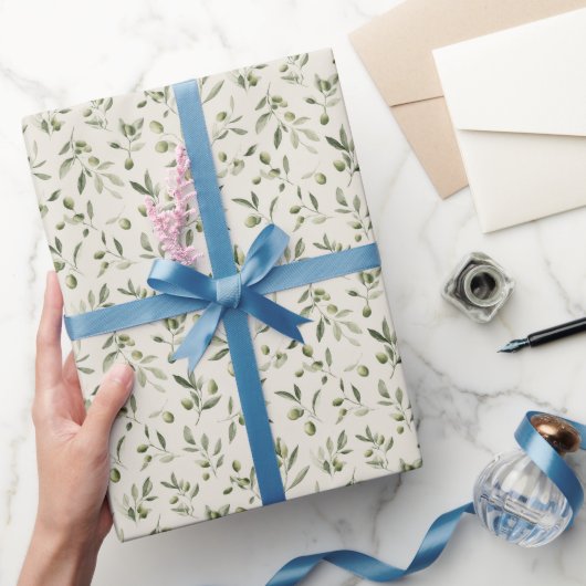 Olijftak Mediterraan Patroon Cadeaupapier (Geschenken)