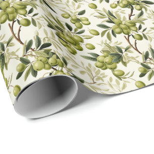Olijftak Mediterraan Patroon Cadeaupapier