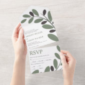 Olijftak Mediterrane charme bruiloft All In One Uitnodiging (Afscheurbaar)