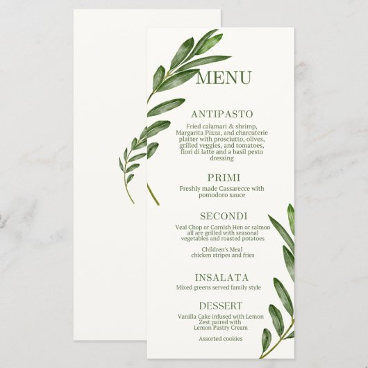 Olijftak Menu (Voorkant / Achterkant)