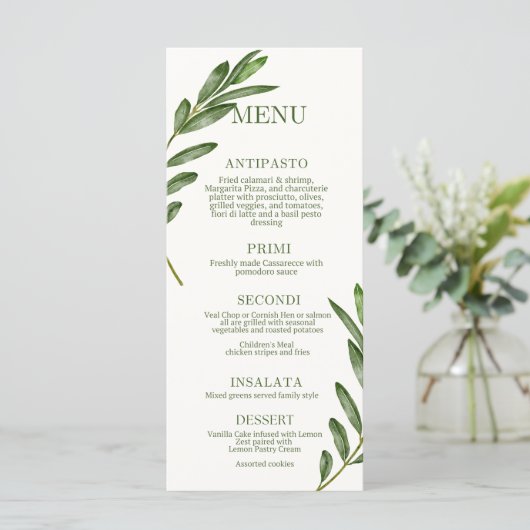 Olijftak Menu (Staand voorkant)