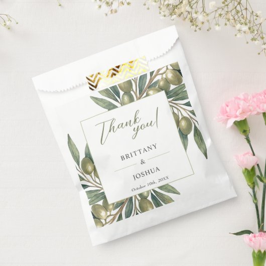 Olijftak Modern Middellandse Zee-huwelijk  Bedankzakje (Gezegeld)