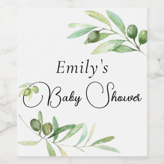 Olijftak Modern minimalistisch baby shower Wijn Etiket (Enkel label)