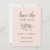 Olijftak. Moderne eenvoudige roze Huwelijksverande Save The Date (Voorkant)