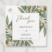 Olijftak Moderne Mediterrane bruiloft Bedankjes Labels (Voorkant)