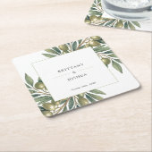 Olijftak Moderne Mediterrane bruiloft Kartonnen Onderzetters (Schuin)