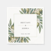 Olijftak Moderne Mediterrane bruiloft Servet (Voorkant)