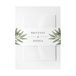 Olijftak Moderne Mediterrane bruiloft Uitnodigingen Wikkel