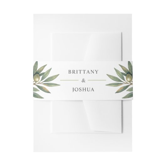 Olijftak Moderne Mediterrane bruiloft Uitnodigingen Wikkel (Voorkant Voorbeeld)