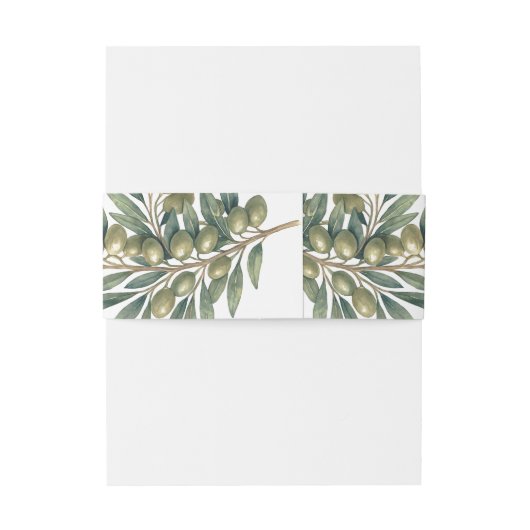 Olijftak Moderne Mediterrane bruiloft Uitnodigingen Wikkel (Achterkant Voorbeeld)