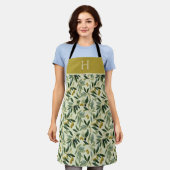 Olijftak Monogram Initiaal All-Over Print Schort (Gedragen)