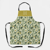 Olijftak Monogram Initiaal All-Over Print Schort (Voorkant)