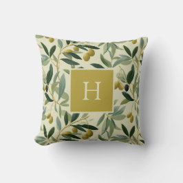 Olijftak Monogram Initiaal Botanisch Kussen