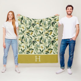 Olijftak Monogram Initiaal Fleece Deken