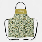 Olijftak Monogram Naam All-Over Print Schort (Voorkant)
