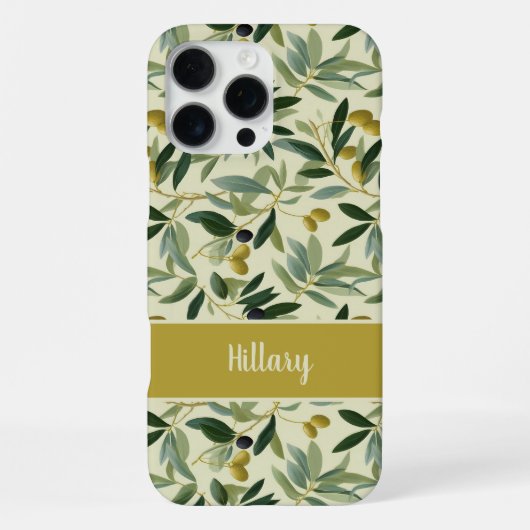 Olijftak Monogram Naam iPhone Hoesje (Achterkant)