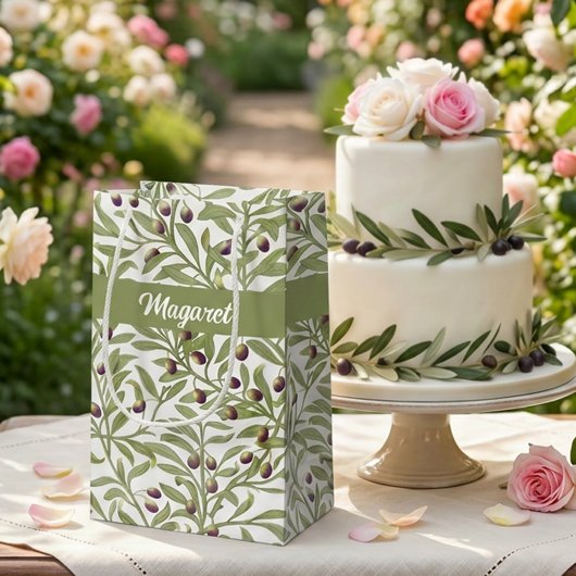 Olijftak Naam Monogram Sage Groen Klein Cadeauzakje