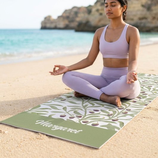 Olijftak Naam Monogram Sage Groen Yogamat
