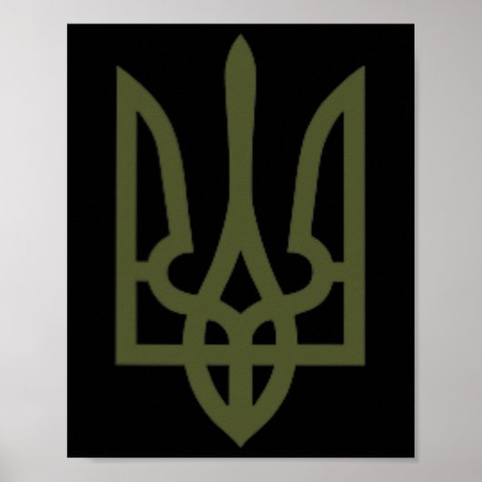 Olijftak Oekraïense drietand-symbool op het hart - Poster (Voorkant)