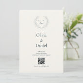 Olijftak QR-code Huwelijk Bewaar de Datum Kaart (Staand voorkant)