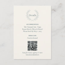 Olijftak QR-code Huwelijksdetailskaart