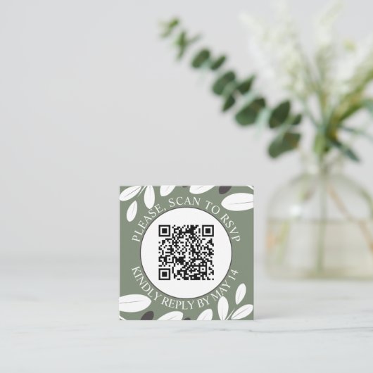 Olijftak, QR-code RSVP Mediterrane bruiloft Informatiekaartje (Staand voorkant)