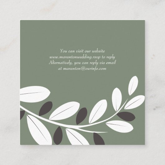Olijftak, QR-code RSVP Mediterrane bruiloft Informatiekaartje (Achterkant)