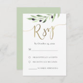 olijftak RSVP-bruiloft RSVP Kaartje (Voorkant / Achterkant)