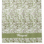 Olijftak Salie Groen Botanisch Monogram Douchegordijn (Voorkant)