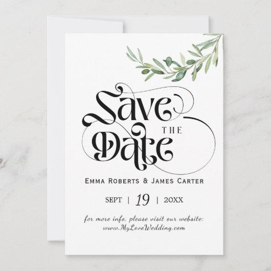 Olijftak Save the Date Kaart (Voorkant)