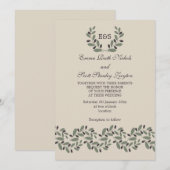 Olijftak slinger en krans bruiloft kaart (Voorkant / Achterkant)