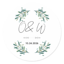 Olijftak trouwkaart elegante saliegroene kleur
