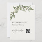Olijftak trouwuitnodiging met QR-code Kaart (Achterkant)