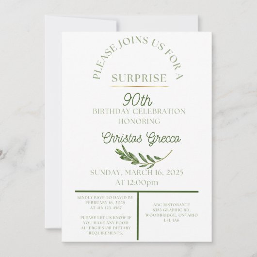 Olijftak - Uitnodiging  (Voorkant)