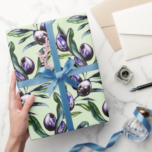 Olijftak Watercolor Patroon Cadeaupapier (Geschenken)