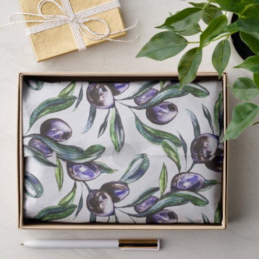 Olijftak Watercolor Patroon  Tissuepapier (Geschenk)