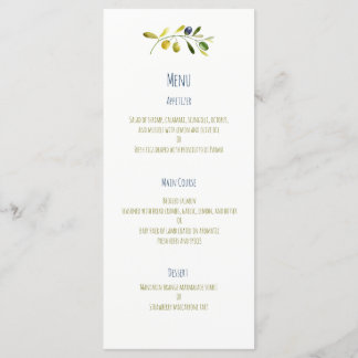Olijftak waterverf bruiloft menu