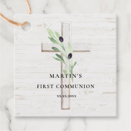 Olijftak wit hout Cross Eerste Communie Bedankjes Labels