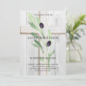 Olijftak wit hout Kruis Bevestiging Kaart (Staand voorkant)