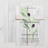 Olijftak wit hout Kruis Bevestiging Kaart (Voorkant / Achterkant)