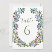 Olijftakken boho krans trouwtafel nummers kaart (Voorkant)