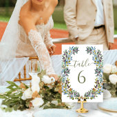 Olijftakken boho krans trouwtafel nummers kaart