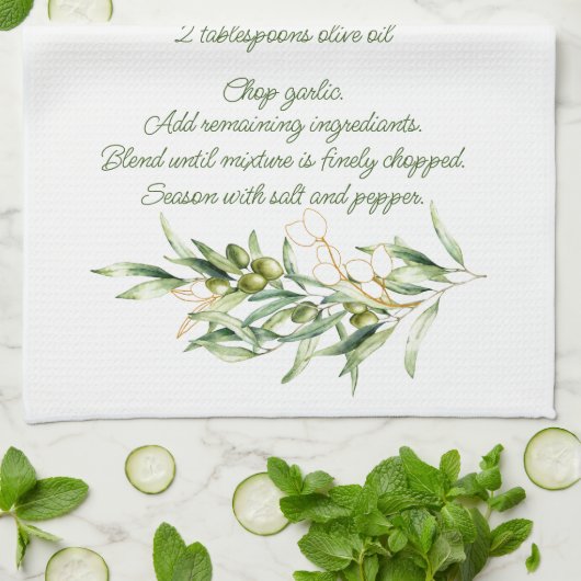 Olijftakken en Tapenade Recept Keukenhanddoeken (Gevouwen)