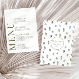 Olijftakken Groen laat bruidsmenu kaarten