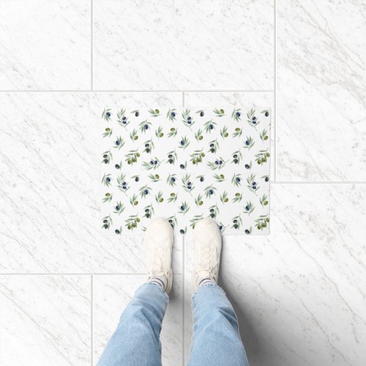Olijftakken Groen Patroon Botanisch Chic Deurmat (Binnen)