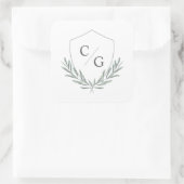 Olijftakken Monogram Crest Vierkante Sticker (Tas)