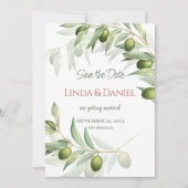 Olijftakken Watercolor Rustieke Trouwdag Save The Date (Voorkant)