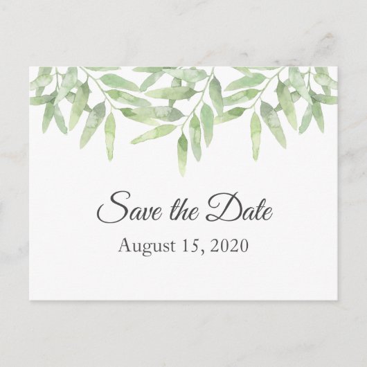 Olijftakken. Zomer bruiloft Save the Date Briefkaart (Voorkant)