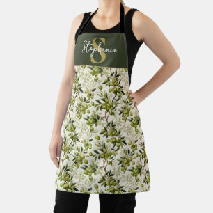 Olijftakpatroon Mediterraan monogram Schort
