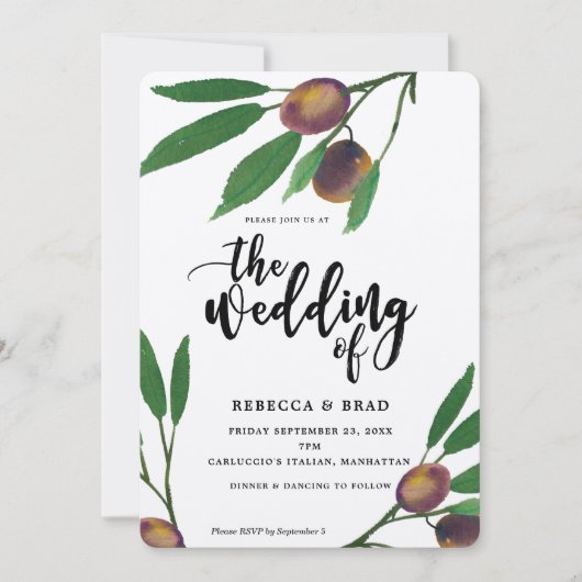 olijftuscan laurel moderne huwelijksuitnodiging kaart (Voorkant)